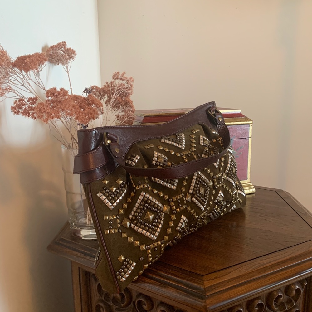 KOTUR vintage suede stud shoulder bag western